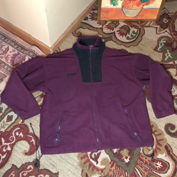 VINTAGE COLUMBIA Size 2x XXL Fleece Zip-Front USA Deep Wine + Black WARM Outdoor - Picture 4 of 14